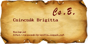 Csincsák Brigitta névjegykártya