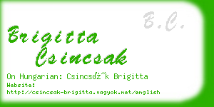 brigitta csincsak business card